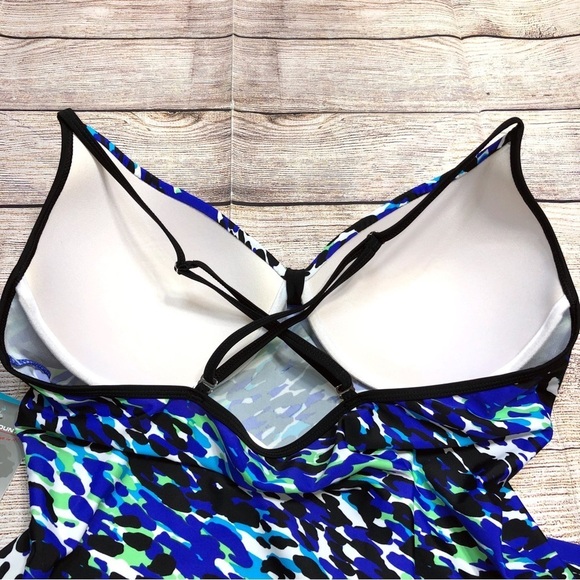 NWT Free Country Black and Blue Padded Tankini Top Size XXL - Picture 8 of 9